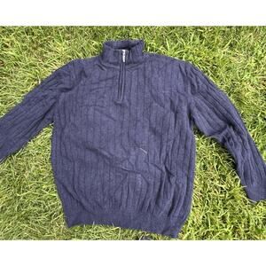 Hathaway Platinum Sweater Men's 100% Geelong Lambs Wool 1/4 Zip Italy Sz Large